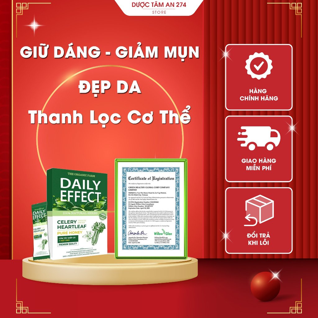 Nước Uống Detox Cần Tây Diếp Cá Mật Ong DAILY EFFECT (hộp 14 gói)- CHÍNH HÃNG
