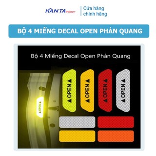 Bộ 4 Miếng Decal Open Phản Quang Dán Cánh Cửa Ô Tô Cao Cấp cảnh báo chống va chạm khi mở cửa - Kanta