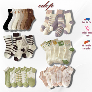 Sét 5 Đôi Tất Cổ Cao Siêu Đẹp Sang Chảnh Và Thời Trang Phong Cách Hàn Quốc.