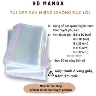 Túi OPP - NXB Kim Đồng - Bọc Truyện Tranh nhiều kích thước (50 bọc/túi)