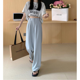 Quần ống rộng nữ hank dáng cạp cao 2 khuy big size form đẹp mặc đi làm, đi chơi dáng dài tông màu pastel.