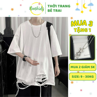 [M16] Áo phông cho bé trai BMKIDS áo thun ngắn tay rách ngầu phong cách boy phố