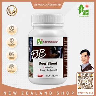 Viên uống máu hươu bổ máu, cấp sắt NZ Pure Health Deer Blood 100 viên