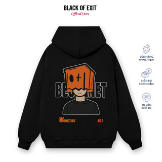 Áo hoodie nỉ bông BLACK OF EXIT Boxman nam nữ form rộng thu đông Local Brand