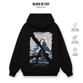 Áo hoodie nỉ bông BLACK OF EXIT NúiA nam nữ form rộng thu đông Local Brand