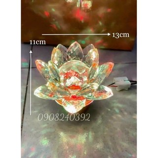 Giá 1 Cặp Hoa Sen Pha Lê Có LED Nhiều Chế Độ Sáng Để Trên Lư Đồng Trang Trí Bàn Thờ, Trang Trí Nhà Cửa