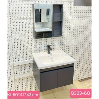 Tủ lavabo + tủ gương + mặt lavabo, Kích thước 60cm