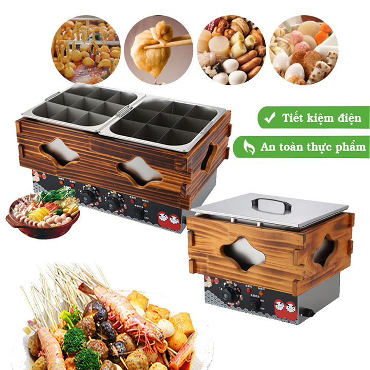 Nồi nấu lẩu xiên que, Bếp oden lẩu ly đôi loại 18 ngăn [BH 12 Tháng]