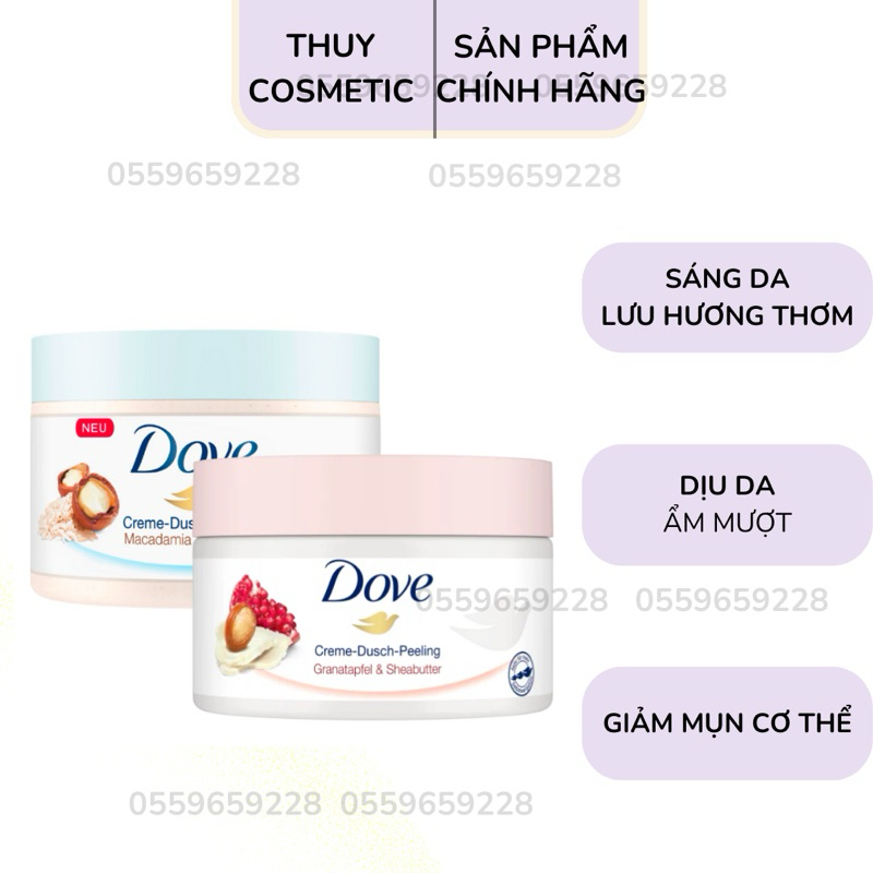 [CHÍNH HÃNG ĐỘC QUYỀN] Smoothie Tẩy Tế Bào Chết Body Dove Chăm Da Sáng Mịn 298g