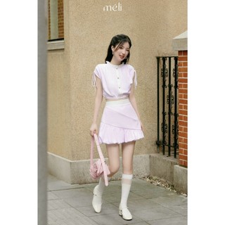 𝐽𝑂𝐿𝐼𝐸 𝑇𝑂𝑃 𝐴𝑁𝐷 𝑅𝐴𝑀𝐼 𝑆𝐾𝐼𝑅𝑇 + Áo thô kẻ hồng phối trắng, dáng croptop, sát nách chun nơ vai + Chân váy thô kẻ hồng phối cạp
