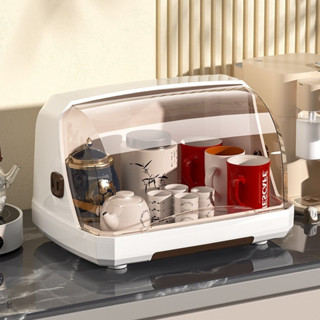 Hộp Đựng Đa Năng Có Nắp Đậy Trong Suốt Ngăn Bụi Bẩn Ẩm Mốc Tiện Lợi Khay Úp Chén Bát, Giá Úp Cốc Ly