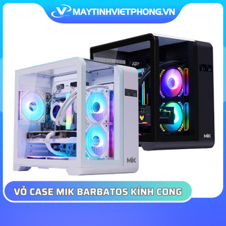 Vỏ máy tính - vỏ case mik barbatos m kính cong vô cực - có màn hình hiển thị nhiệt độ
