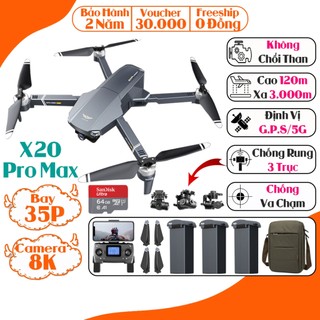 Máy bay flycam camera X20 Pro chống rung 3 trục, động cơ không chổi than, định vị gps, pin cực trâu 4500mAh