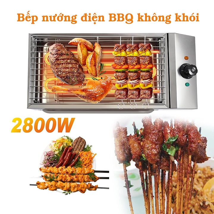 Bếp điện nướng hàu, hải sản, nướng thịt xiên đa năng công suất lớn 2800W [BH 12 Tháng]