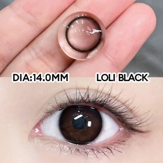  【Loli  0-6 độ lens nâu Kính áp tròng MCK1 Black lens moonlight brown giãn tròng to 14.0mm đen lens livexin3 