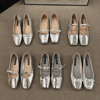 Giày bệt nữ Happy Feeling màu bạc metallic thời trang