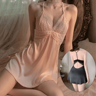 Váy ngủ lụa sexy mềm mại cao cấp. đầm hai dây satin mát mịn, kèm quần lọt khe - Sinni51