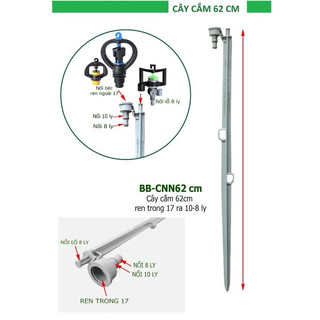 Cây cắm béc tưới 62cm, đầu nối rt17 ra ống ldpe8x10mm hoặc 10x12mm
