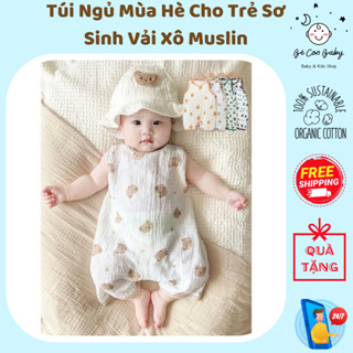 Túi Ngủ Vải Xô Muslin Thoáng Khí Thêu Hình, Nhiều Họa Tiết Cho Bé Trai Bé Gái Nằm Điều Hòa Máy Lạnh