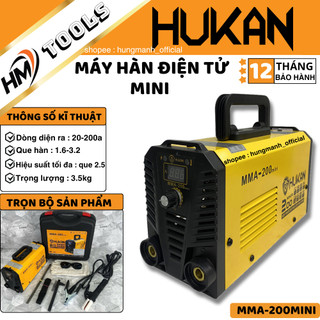Máy hàn điện tử Hukan MMA-200mini - tặng kèm phụ kiện que hàn valy siêu tiện lơi
