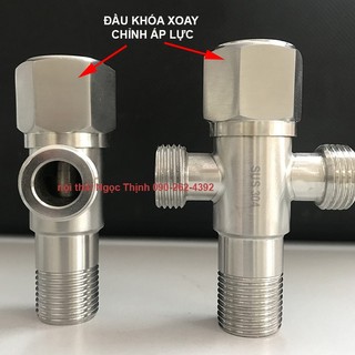 [VAN 2 NHÁNH CÓ ĐẦU KHÓA] Van T cầu inox 304 chia 2 nhánh nước - có khóa giảm áp