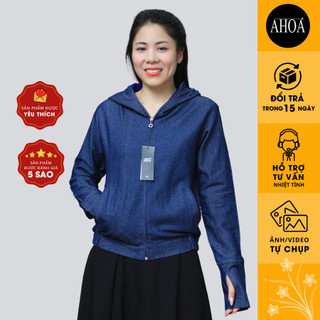 Áo Bò Nữ AHOA Màu Trơn, Áo Chống Nắng Nữ Dày Dặn Vải Jean Chống Tia UV ABNu