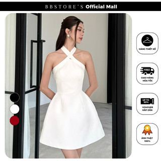 Đầm xòe cổ yếm dự tiệc thắt nơ sang trọng bbstore's -d3129