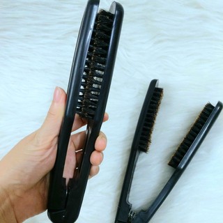 Lược kẹp duỗi kéo ép tóc cán nhựa, cán gỗ lông 2 mặt cố định
