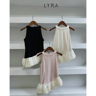 LYRA - Áo thun cổ tròn vạt lệch phối chân bèo, chất voan bông mềm mát - CSYAC0231