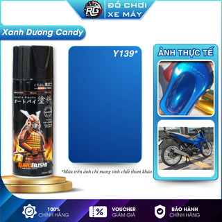 Sơn Samurai Màu Xanh Dương Candy  Y139* Chuyên Dùng Cho Xe Máy Sơn Xịt 400ml