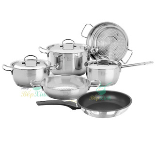 Bộ Nồi và chảo chống dính 3 Đáy Inox 430 Fivestar Standard nắp inox , dùng được mọi bếp - hàng chính hãng