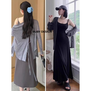 Áo khoác nữ, áo khoác len mỏng CỘT NƠ LƯNG dài tay hàng QC màu trắng đen phối áo váy đi chơi du lịch_ RUBY DESIGN_2209