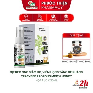 Xịt họng keo ong xanh Brazil giảm ho, viêm họng Tracybee Propolis Mint & Honey 30ml