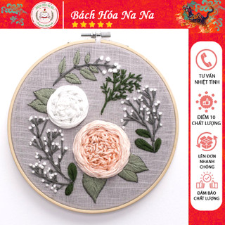 Bộ Dụng Cụ Thêu Tranh Chữ Thập Thủ Công -kit Nguyên liệu tự thêu tay cơ bản Handmade DIY hoa pastel-bách hóa na