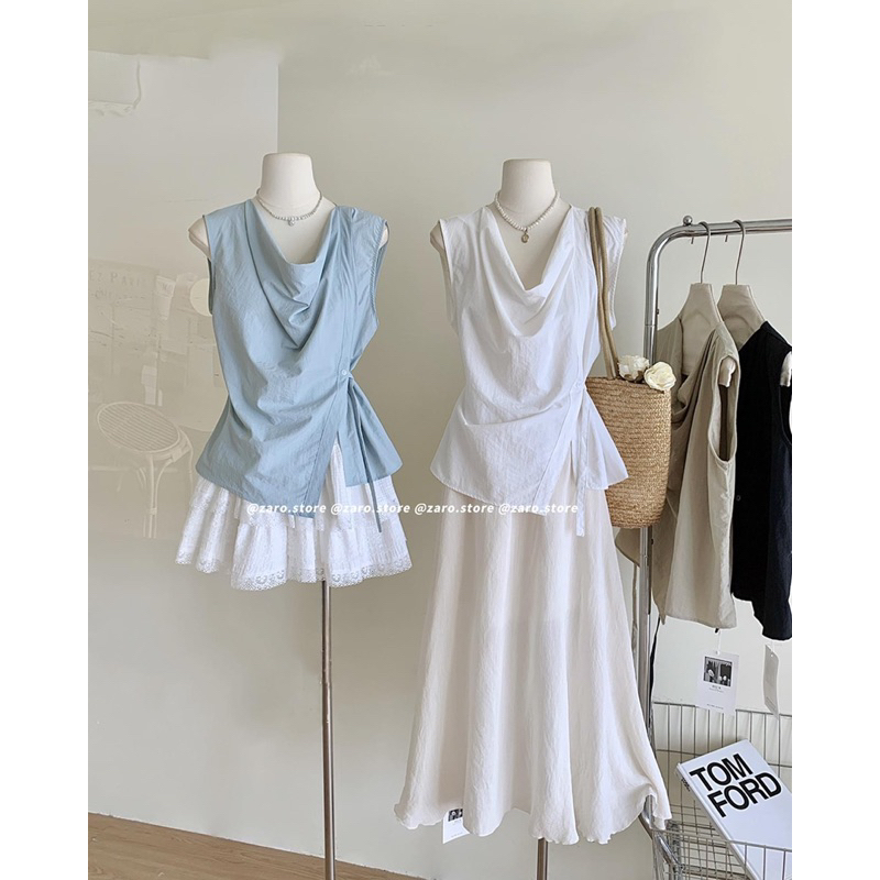 Áo kiểu cổ đổ thắt Korea [HÌNH THẬT Zaro.store]