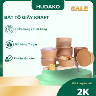 Tô Giấy, Bát Giấy Kraft Nâu 750ml & 1000ml Dùng 1 Lần Đựng Thức Ăn, Bún, Phở, Cơm