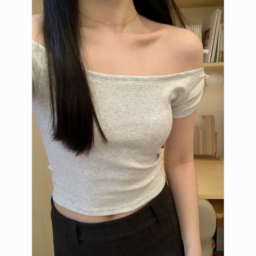 Áo Croptop Trễ Vai Trơn Mặc 2 Kiểu Dáng Ôm Xinh Xắn Nữ | BigBuy360 - bigbuy360.vn