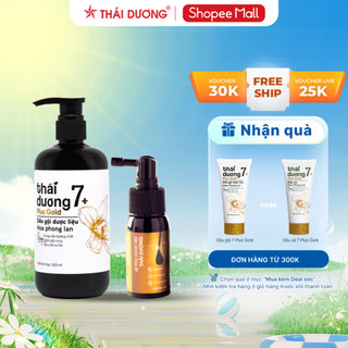 Bộ Dầu gội dược liệu Thái Dương 7 Plus Gold Hoa Phong Lan  500ml  và Xịt mọc tóc Thái Dương 30ml
