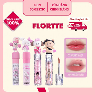 [FLORTTE] Son Kem Lì FLORTTE Mềm Môi Gấu Mèo Mikko Illustrations 2.3g