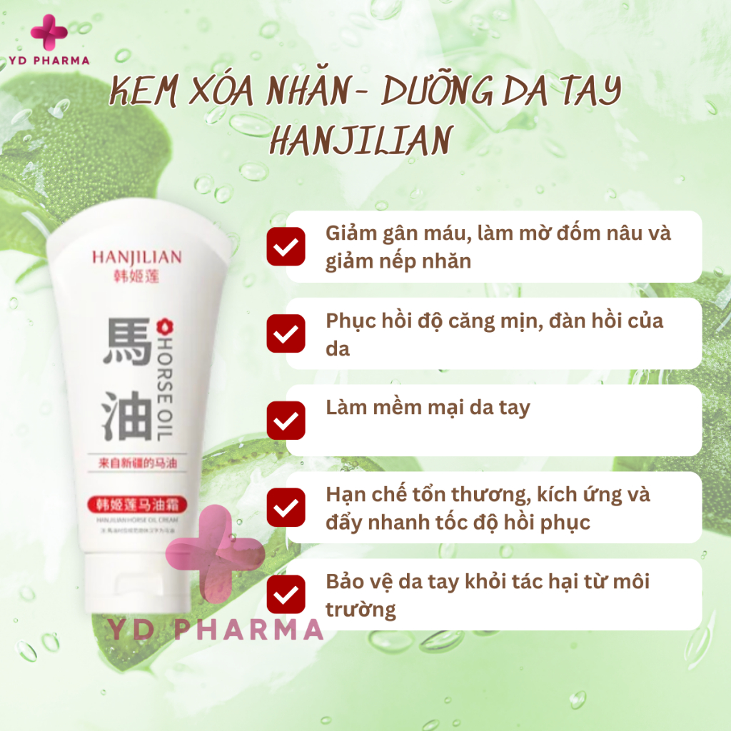 Kem xoá nhăn da tay, Kem Dưỡng Da Tay Nhật Bản HANJILIAN, Giảm Nếp Nhăn, Mờ Đốm Nâu, Giảm Gân Máu, Khô Da Tay| YD Pharma