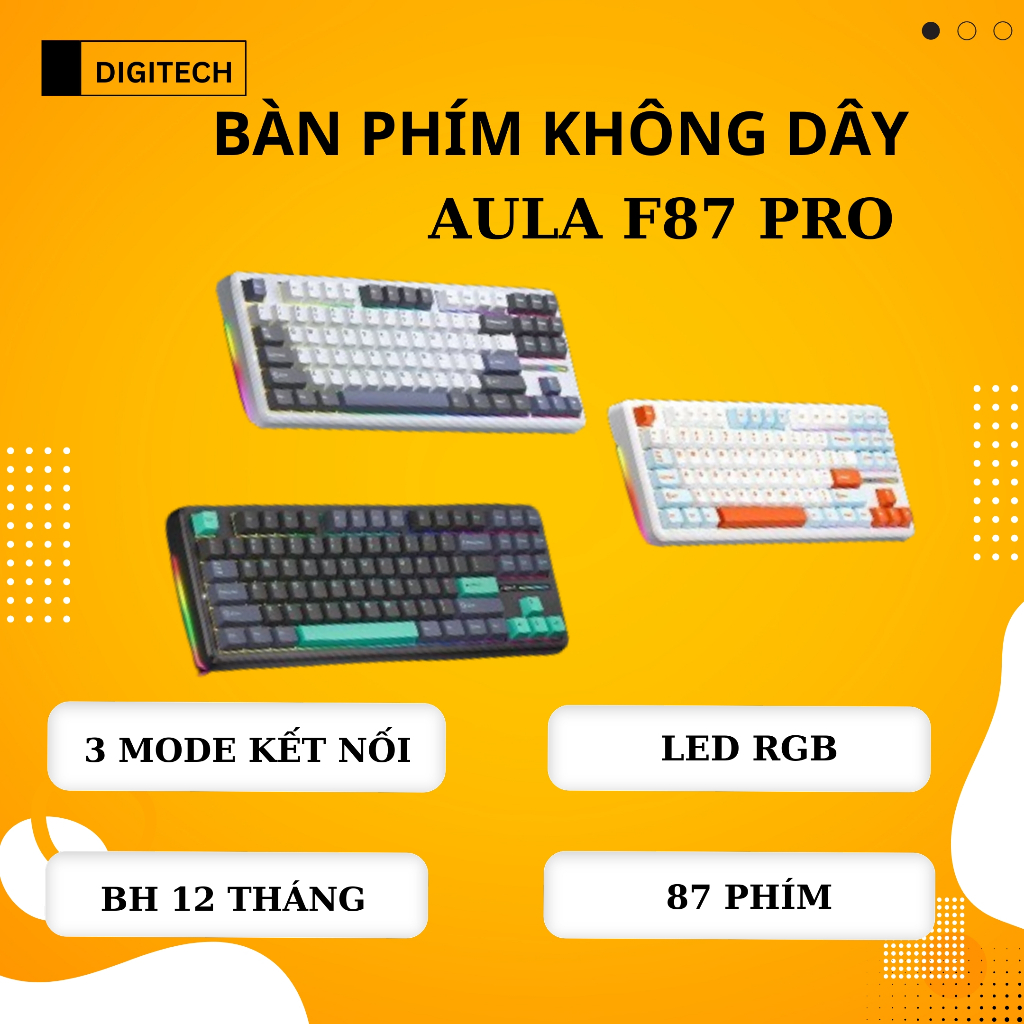 Bàn Phím Cơ Aula F87 Pro, 3 Mode Kết Nối, Hotswap Full Phím, Layout 87 Phím, Bảo Hành 12 Tháng