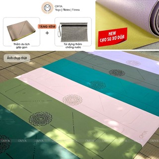  Thảm Cao Su Pu Xơ Dừa Siêu Mỏng 1.5mm Bản Du Lịch Gấp Gọn Tập Yoga In Định Tuyến Chống Trơn Trượt 