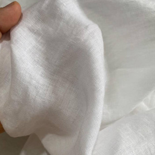 Vải linen tưng premium mỏng đã wash công nghiệp, trắng tinh khổ 1m3-1m4