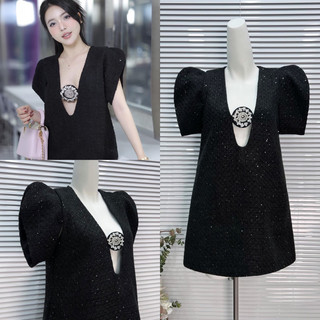 👗đầm suông bố kim sa tag đá ngực