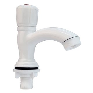 Vòi Lavabo lạnh tay núm tròn nhựa PP trắng Eurolife EL-LA06