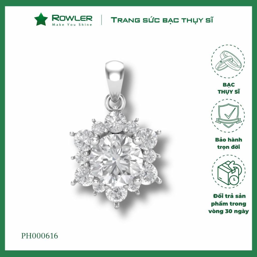 Mặt dây chuyền bông hoa bạc Thụy Sĩ 925 cao cấp full đá Moissanite viên chủ 7.0ly sang trọng lấp lán