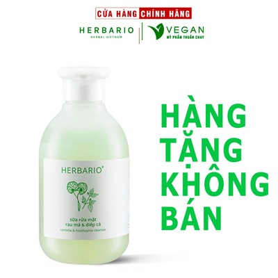 Sữa rửa mặt Rau má & Diếp cá Herbario 200ML giảm dầu mụn thuần chay
