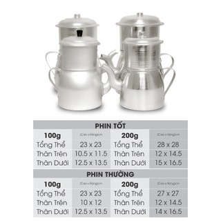 Phin cafe nhôm 100g và 200g - Phin cafe có ấm lớn - Dụng cụ pha cà phê