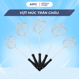 Vợt múc trân châu, topping inox cao cấp cán đen dài 27 cm, đường kính vợt 8 cm