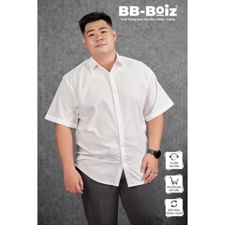 [BigSize] ÁO SƠ MI TAY NGẮN Nam BB - Boiz Form Big Size 70kg - 140kg | Màu Trắng/ Đen